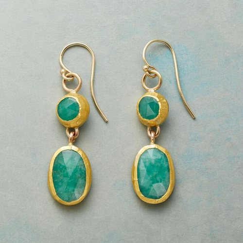 Retro Gold Earrings with Turquoise Stone
