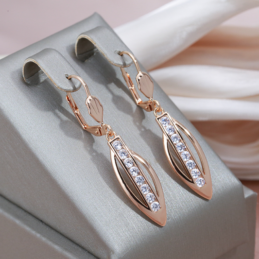 Chic Gold Earrings with Elegant Pointed Zirconia