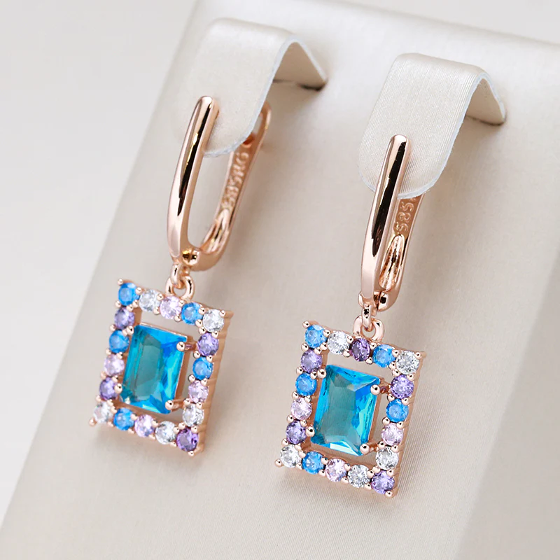 Chic Gold Earrings with Vibrant Cubic Design