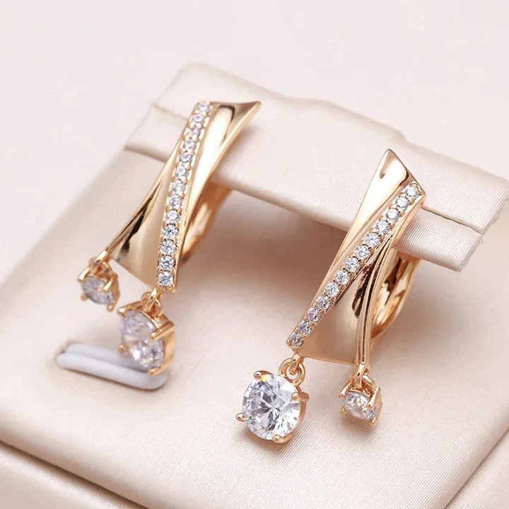 Gold Irregular Elegant Zirconia Earrings