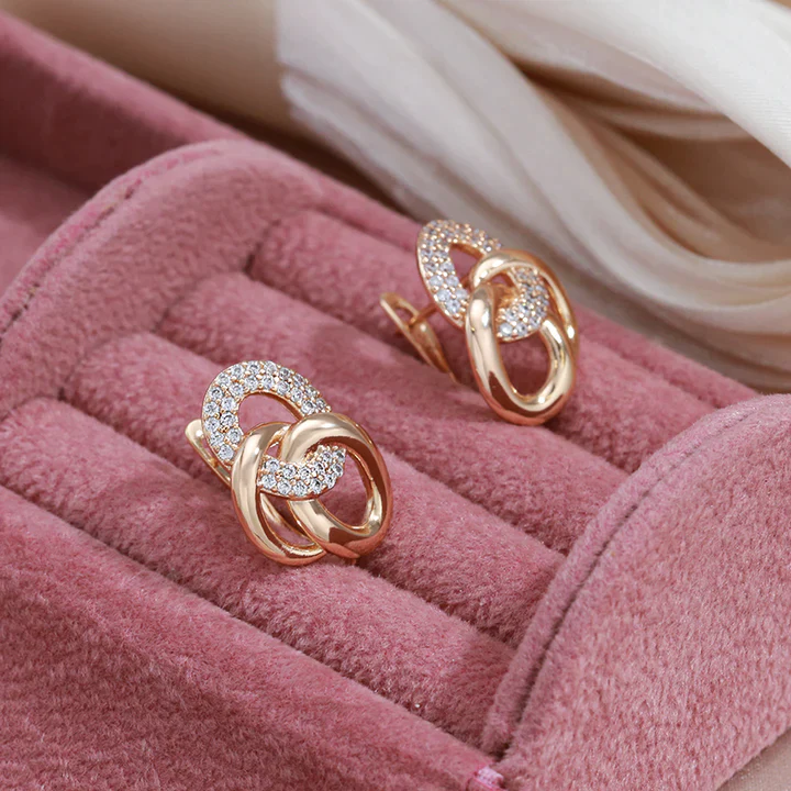 Chic Gold Earrings with Elegant Zirconia Accents