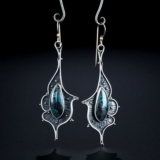 Antique Dark Blue and Silver Earrings