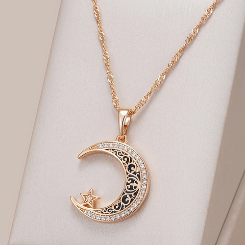 Elegant and Dazzling Moon Necklace