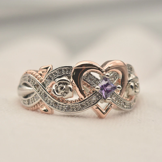 Chic Rose Gold Heart Ring with a Dazzling Shine