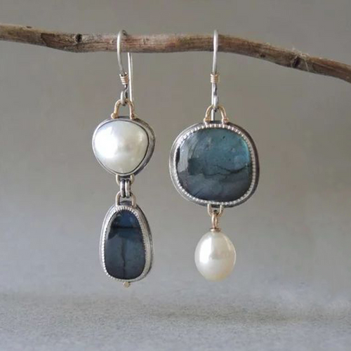 Classic Blue Stone Vintage Earrings