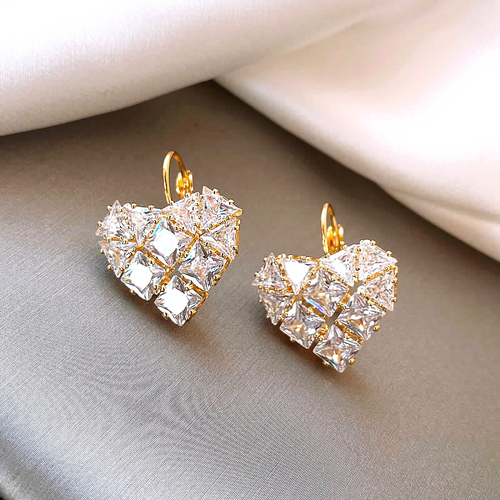 Chic Heart-Shaped Crystal Earrings