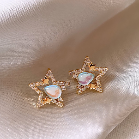 Diamond-Encrusted Elegant Star Earrings