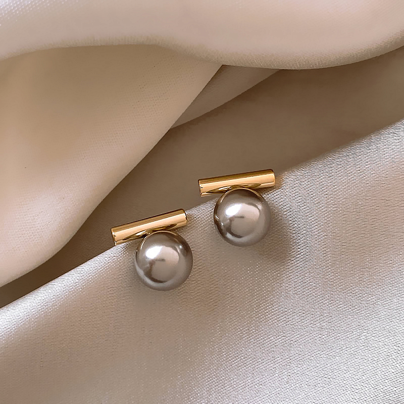 Chic Gold Dark Pearl Earrings - Buy One, Get One Free!
