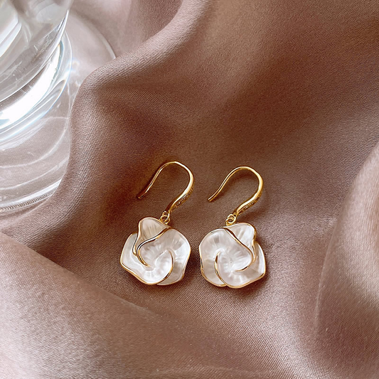 Chic White Petal Earrings