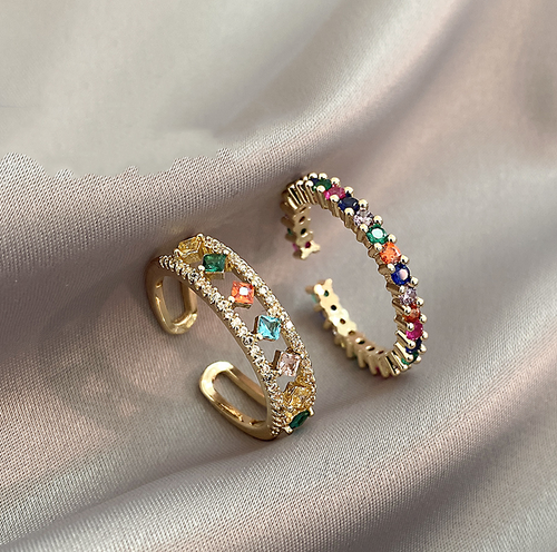 Chic Multicolor Zirconium Rings