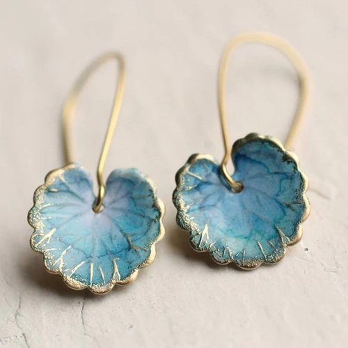 Retro Blue Leaf Earrings