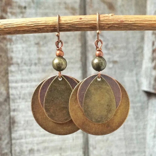 Retro Round Gold Earrings