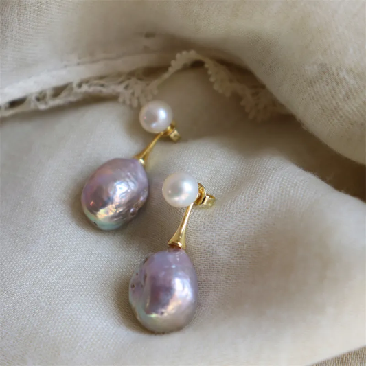 Chic Lilac Pearl Drop Earrings