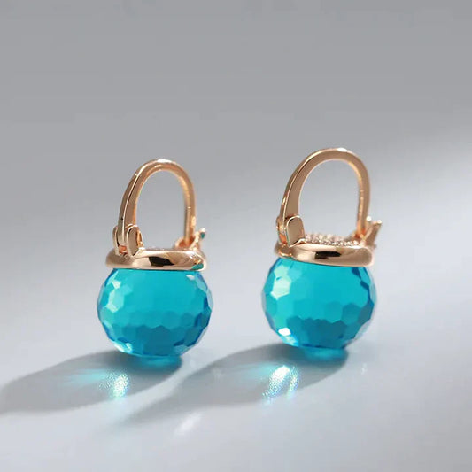 Chic Blue Crystal Drop Earrings