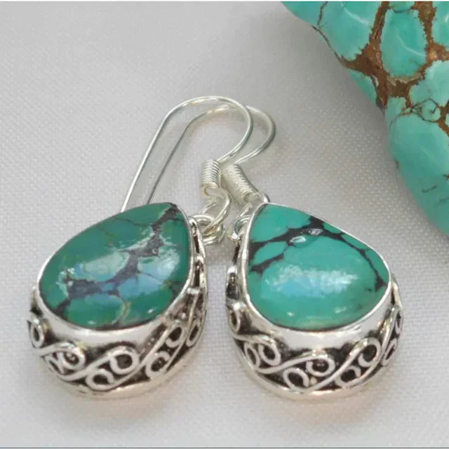 Classic Natural Turquoise Stone Earrings