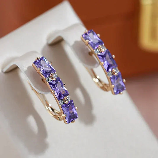 Chic Purple Zirconia Earrings