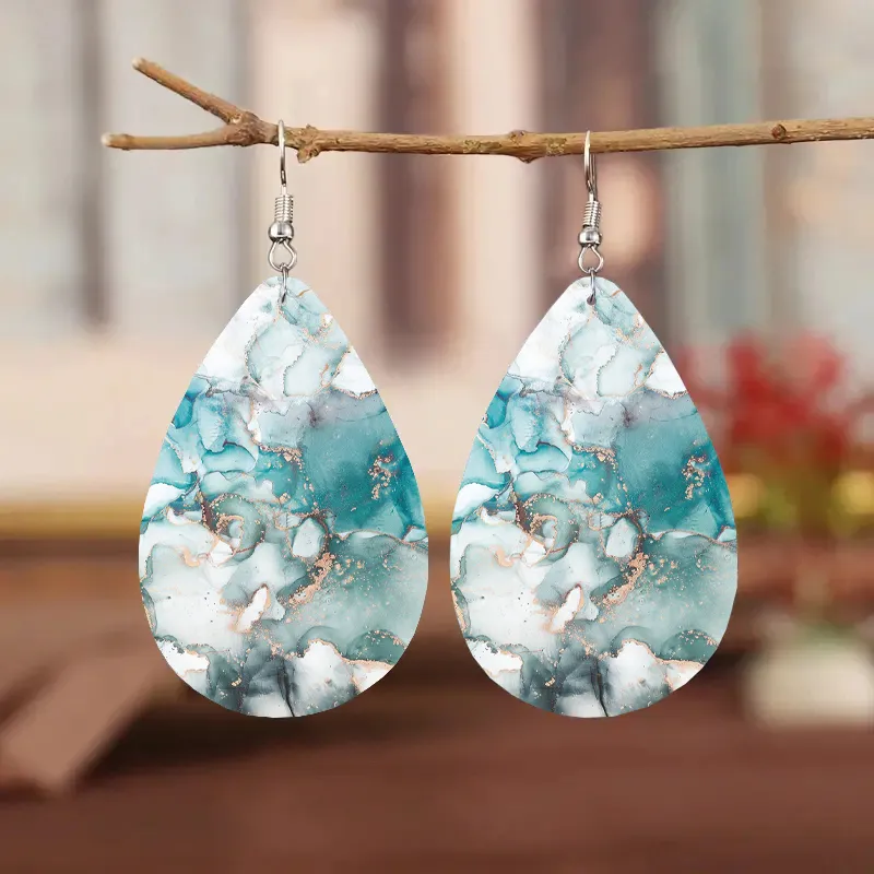 Retro Blue and White Stone Earrings