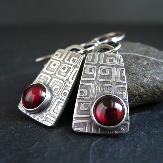 Retro Ruby Gemstone Earrings
