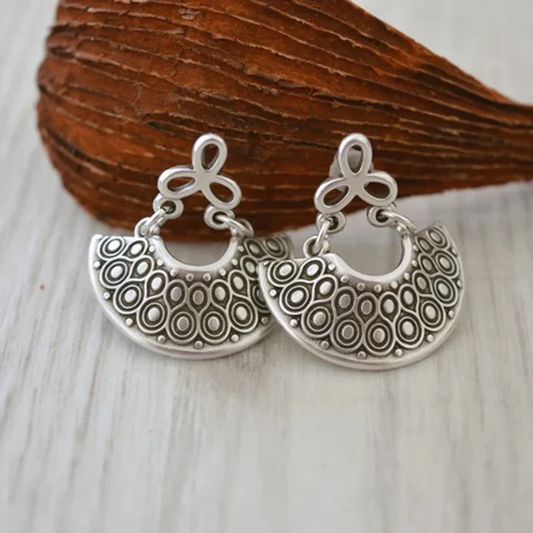 Retro Half-Circle Mandala Earrings