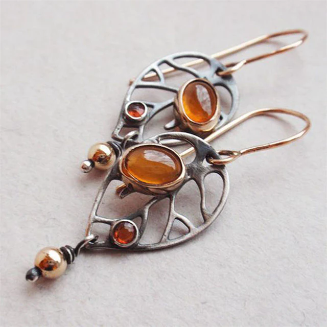 Retro Orange Crystal Earrings
