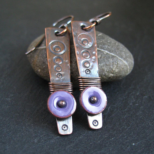 Retro Purple Gemstone Earrings