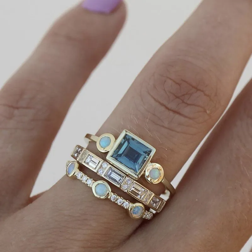 Vintage Blue Crystal Ring Collection