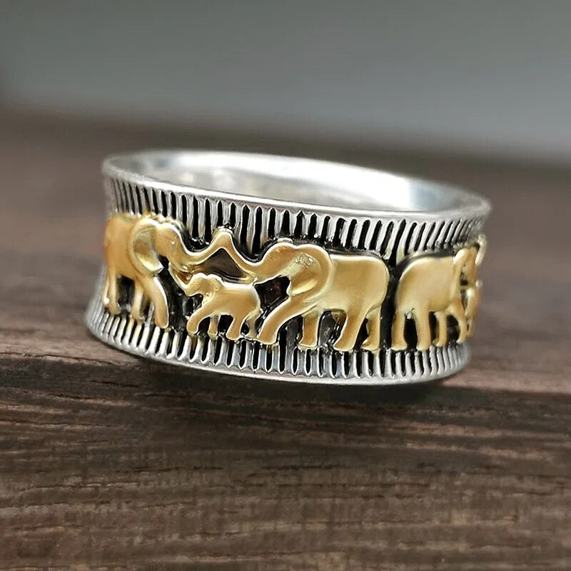 Antique Gold Elephant Ring