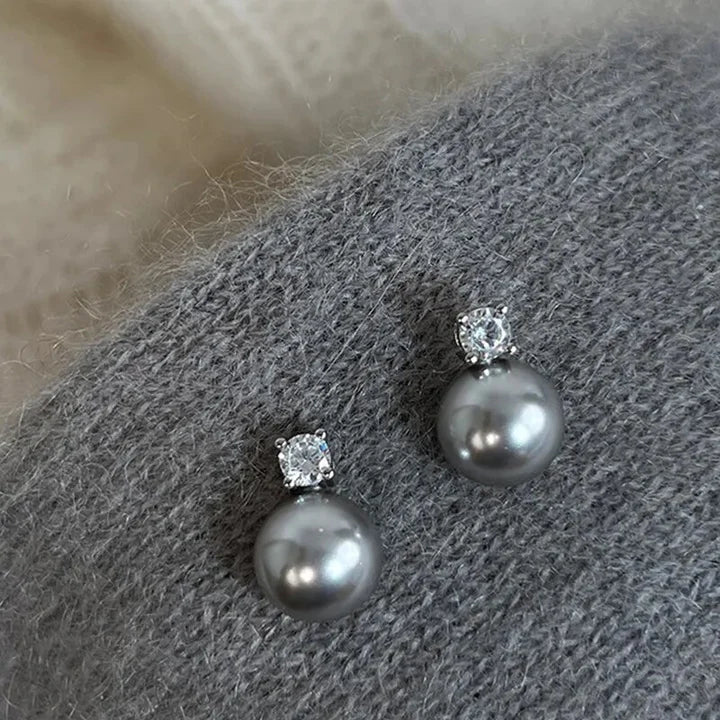 Chic Black Pearl and Zirconia Earrings