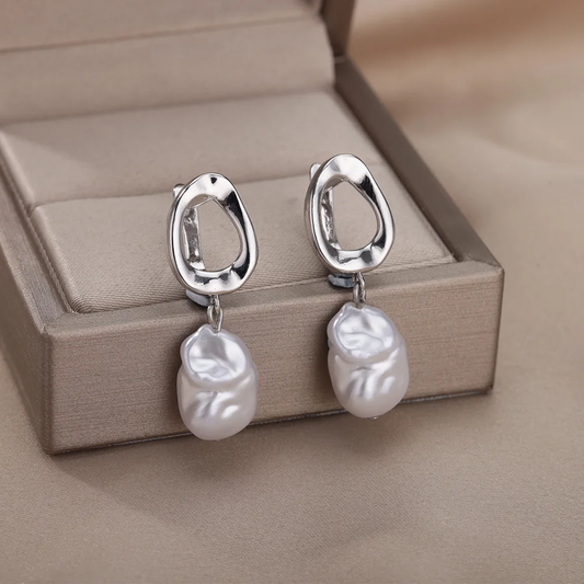 Classic Silver Earrings with Vintage Pearls