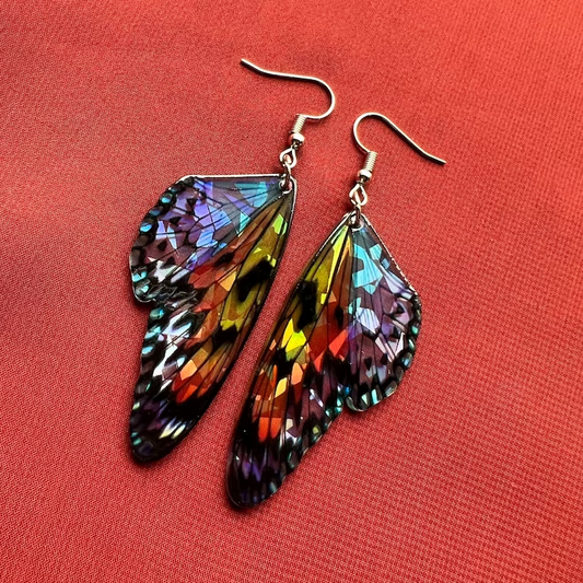 Colorful Vintage Butterfly Wing Earrings