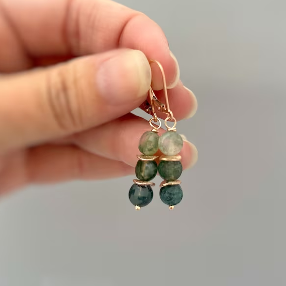 Retro Green Gemstone Earrings