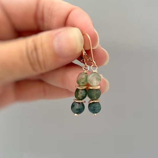 Retro Green Gemstone Earrings