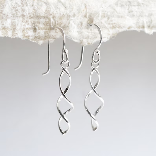 Retro Spiral Silver Earrings