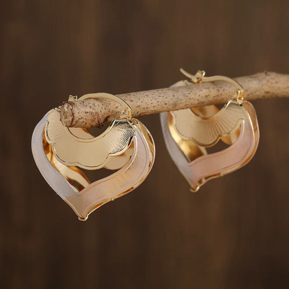 Retro Golden Heart Tribal Earrings