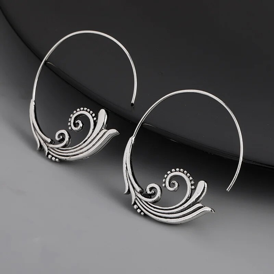 Retro Twisted Silver Earrings