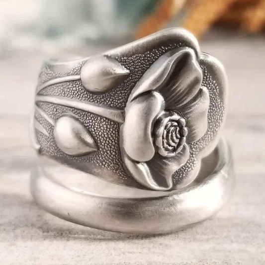 Antique Silver Rose Ring