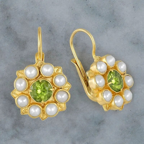 Retro Pearl Floral Zirconia Earrings