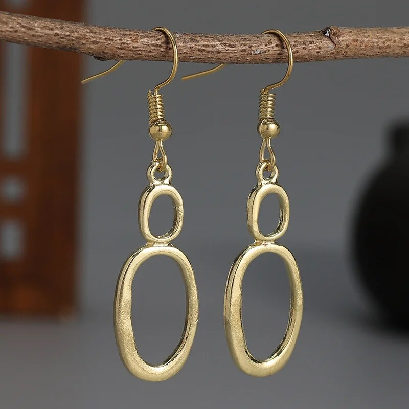 Retro Drop Hoop Earrings