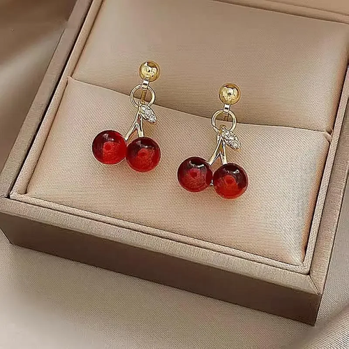 Retro Red Cherry Earrings