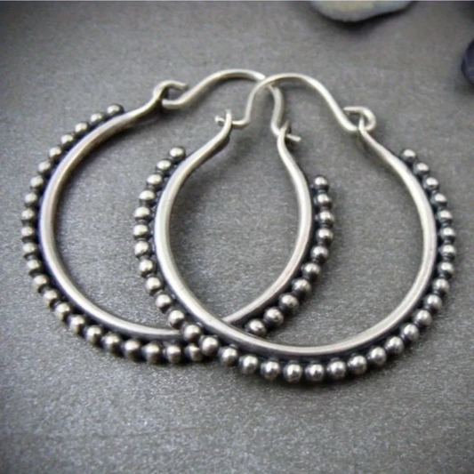 Retro Silver Beaded Earrings
