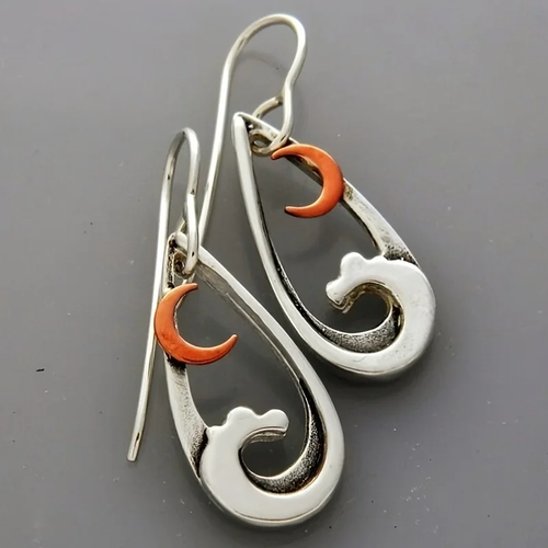 Retro Orange Crescent Wave Earrings