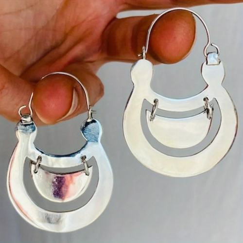 Retro Smiley Face Silver Basket Earrings
