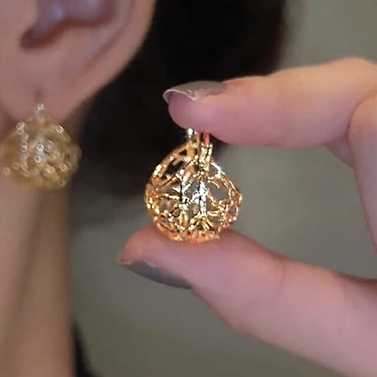 Retro Gold Sphere Earrings