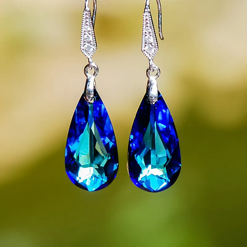 Retro Colorful Crystal Dangle Earrings