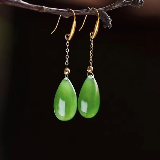 Retro Bright Green Gemstone Earrings