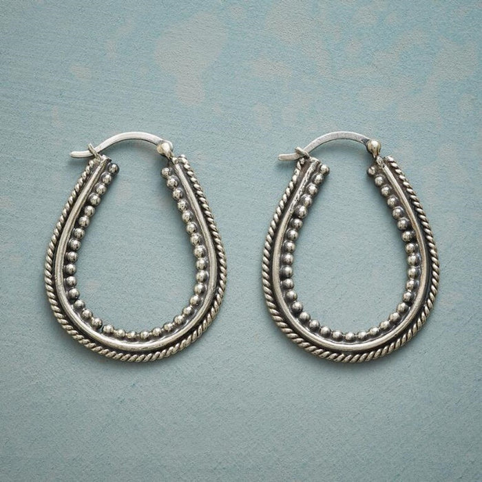 Classic Silver Earrings with Inlaid Pearls