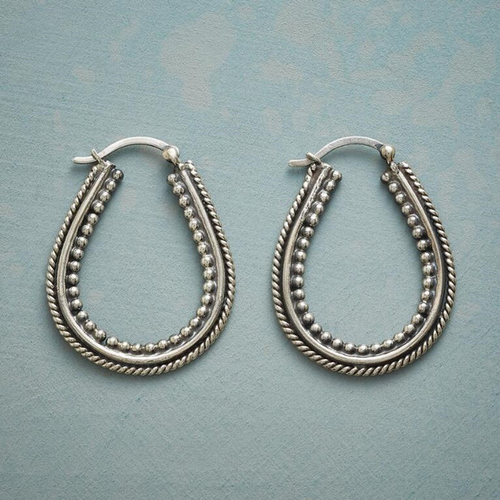 Classic Silver Earrings with Inlaid Pearls