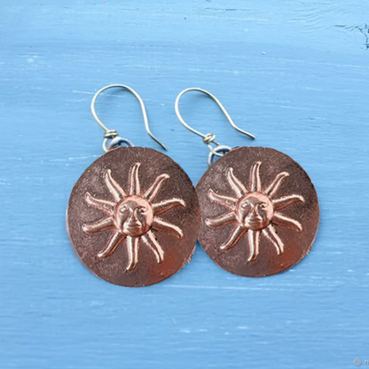 Retro Round Brown Sun Earrings