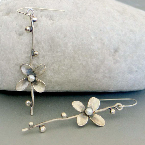 Antique Silver Floral Earrings