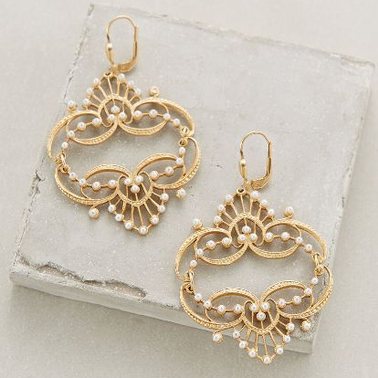 Retro Golden Mandala Pearl Earrings